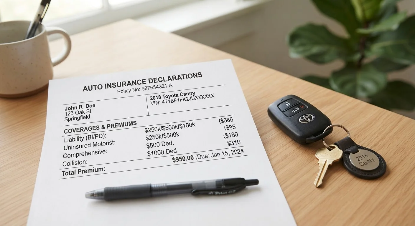 What the Declarations Page of Your Auto Policy Actually Tells You